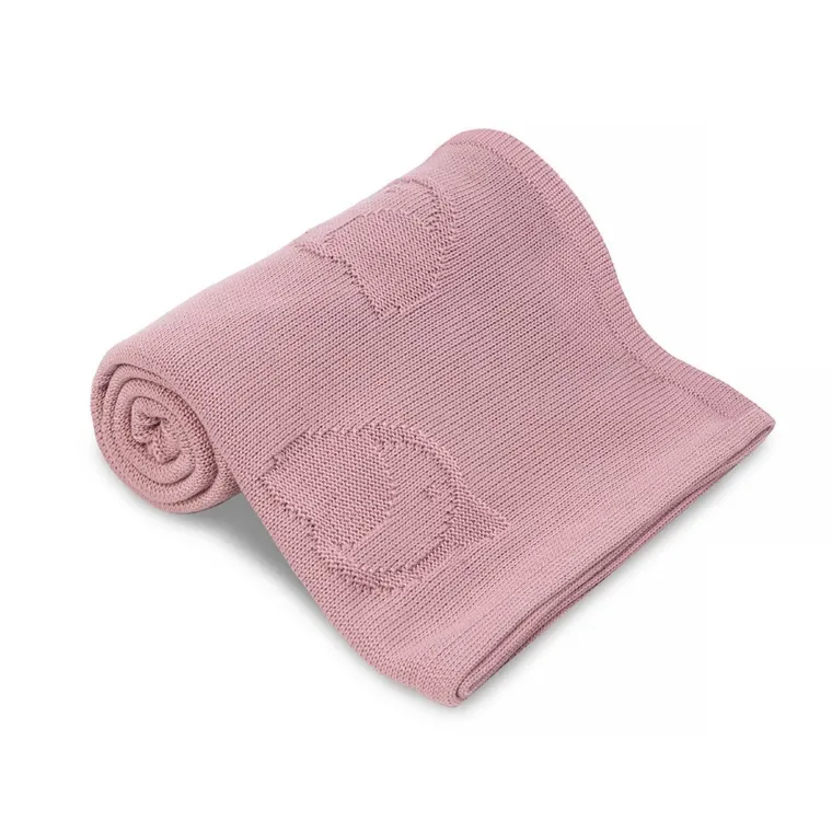 Yoonco, Ptaszki, kocyk bambusowy, ciemny róż, 90-90 cm