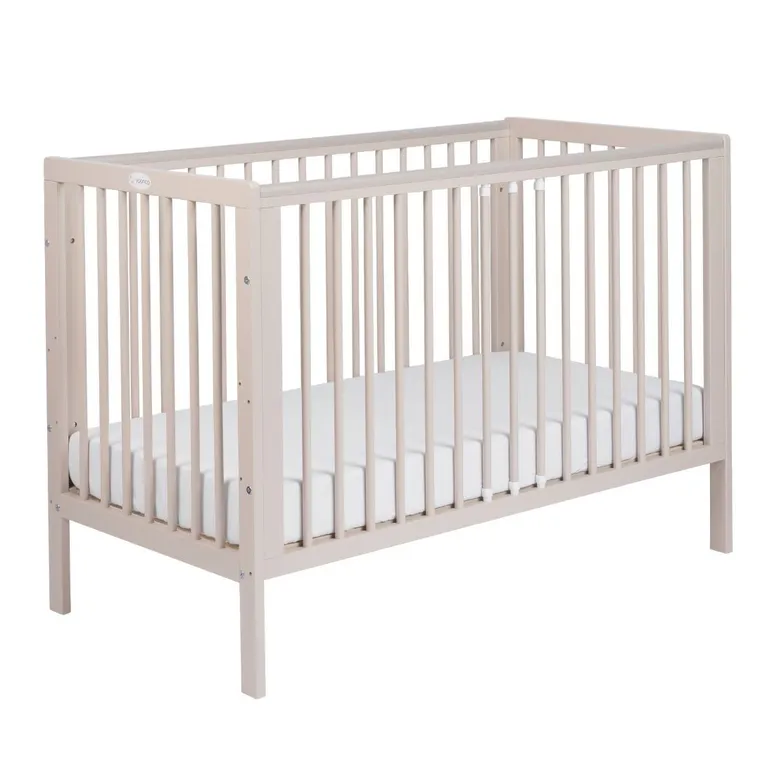 Yoonco, Timio, łóżeczko drewniane z barierką, beżowe, 120-60 cm