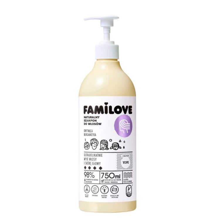 Yope, Familove, szampon do wszystkich rodzajów włosów, Kwitnąca Bergamotka, 750 ml