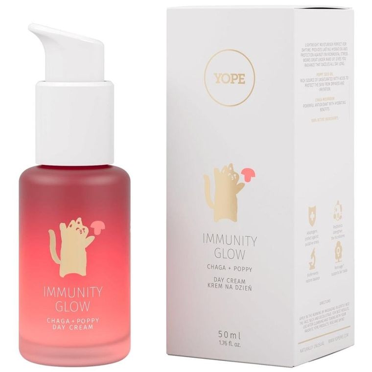 Yope, Immunity Glow, krem do twarzy na dzień, Chaga + Mak, 50 ml