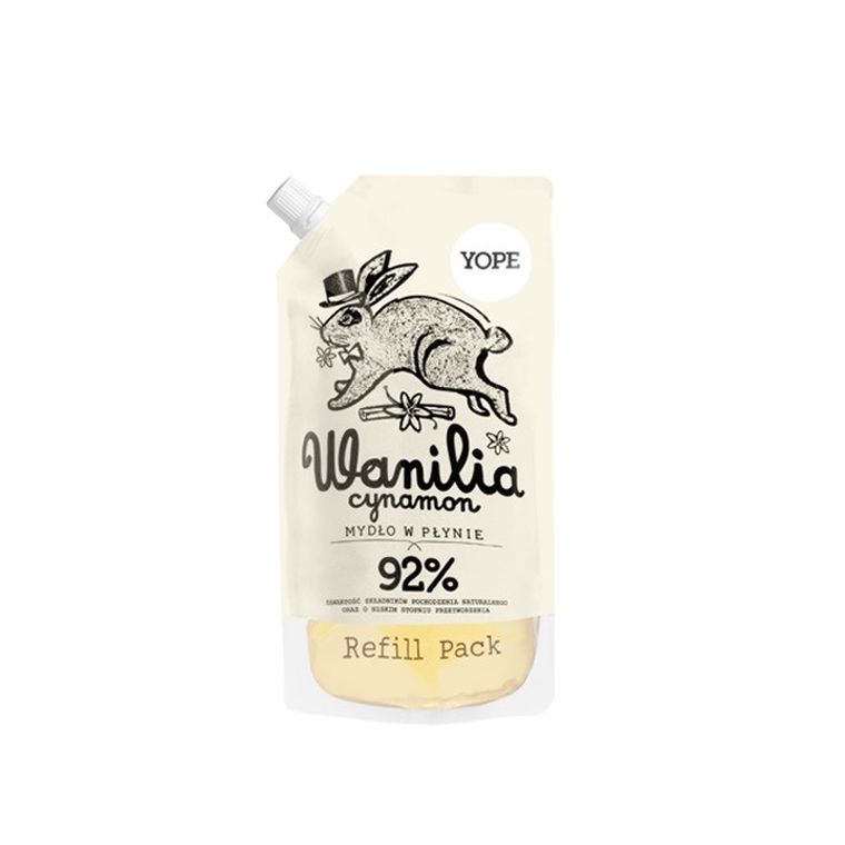 Yope, nawilżające mydło w płynie, Vanilla & Cinnamon, wkład, 500 ml