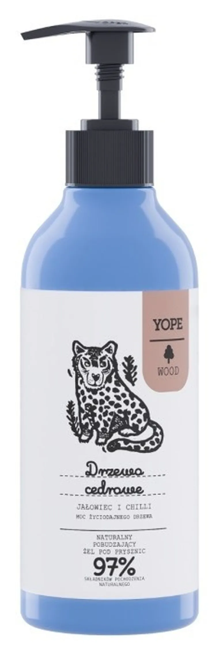 Yope, Wood, naturalny żel pod prysznic, drzewo cedrowe & jałowiec & chilli, 400 ml