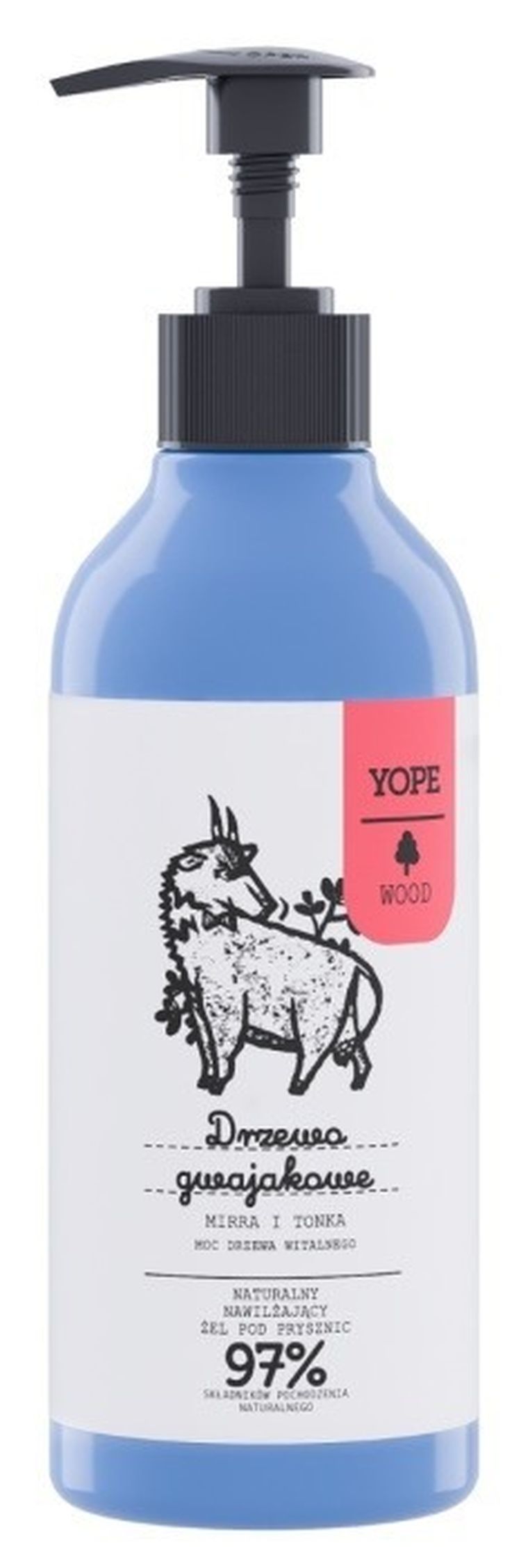 Yope, Wood, naturalny żel pod prysznic, drzewo gwajakowe & mirra & tonka, 400 ml