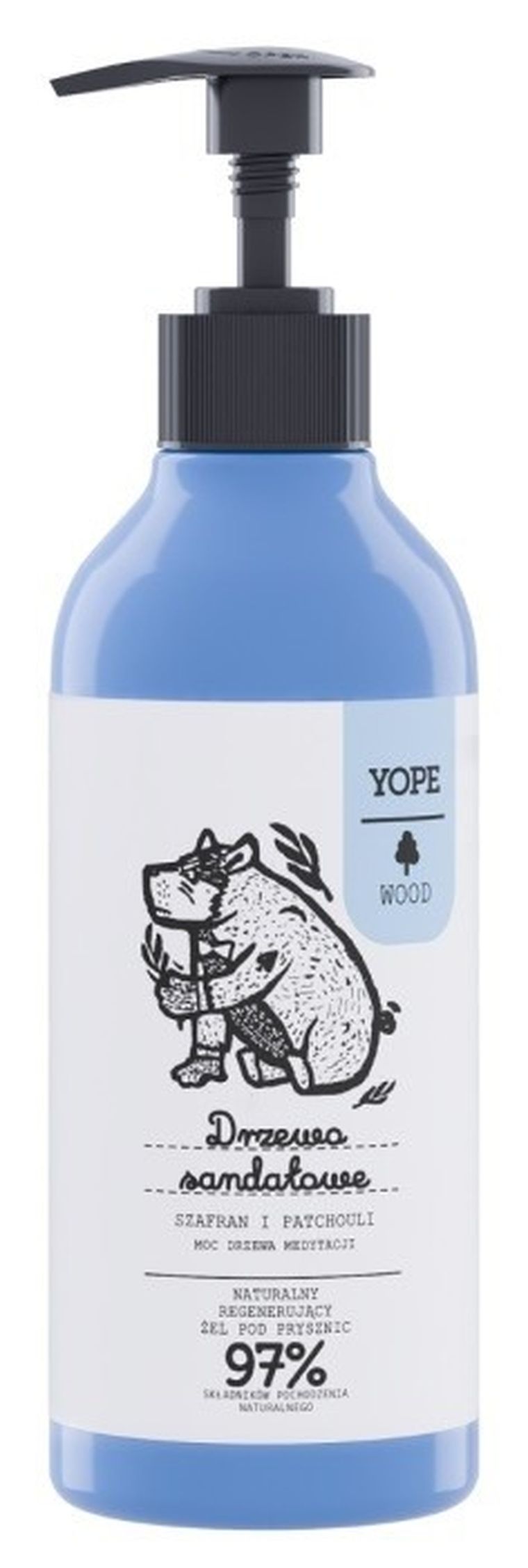Yope, Wood, naturalny żel pod prysznic, drzewo sandałowe & szafran & patchouli, 400 ml