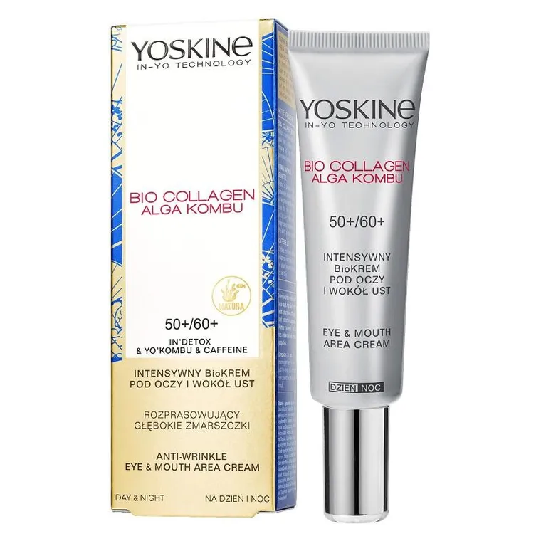 Yoskine, Bio Collagen, intensywny bio-krem pod oczy i wokół ust na głębokie zmarszczki, 15 ml