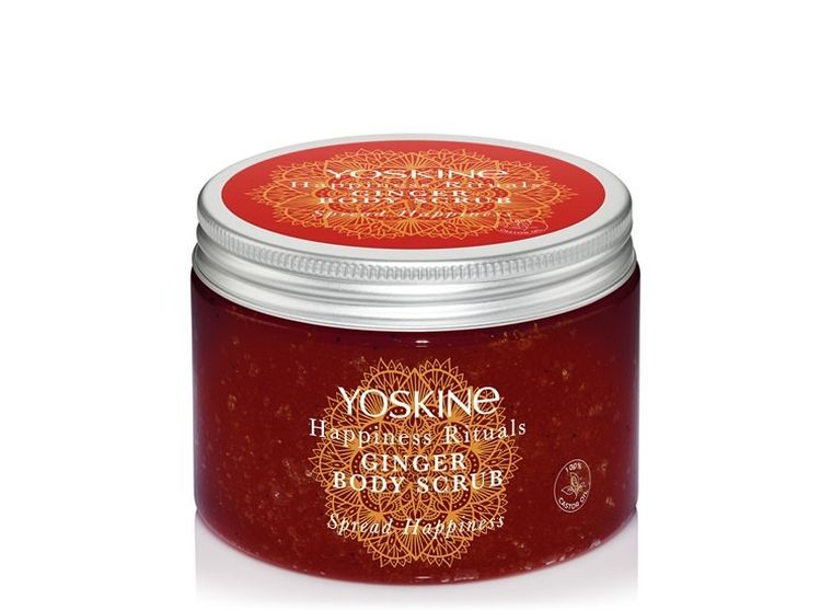Yoskine, Happiness Rituals, cukrowy peeling do ciała, ginger, 300 g