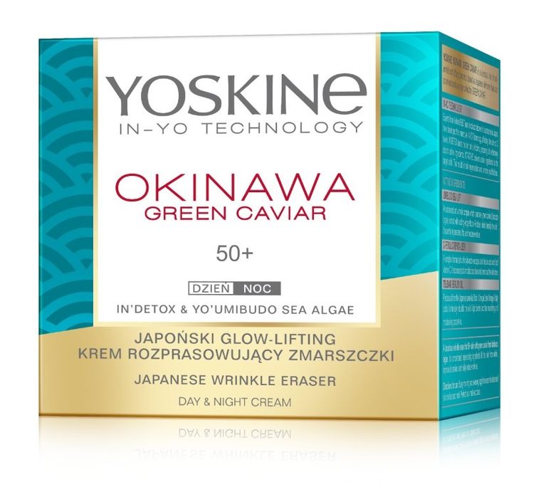 Yoskine, Okinawa Green Caviar 50+, krem rozprasowujący zmarszczki na dzień i noc, 50 ml