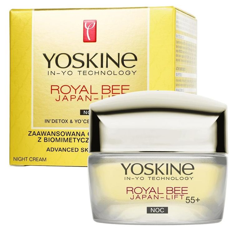 Yoskine, Royal Bee Japan-Lift, przeciwzmarszczkowy krem do twarzy na noc 55+, 50 ml