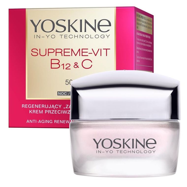Yoskine, Supreme-Vit B12 & C 50+, regenerujący krem przeciwzmarszczkowy do twarzy na noc, 50 ml