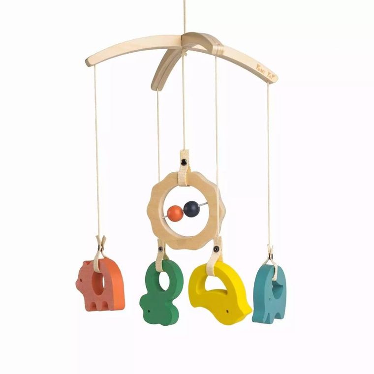 Yumi Yay, 3w1: karuzela nad łóżeczko, drewniane zabawki, układanka