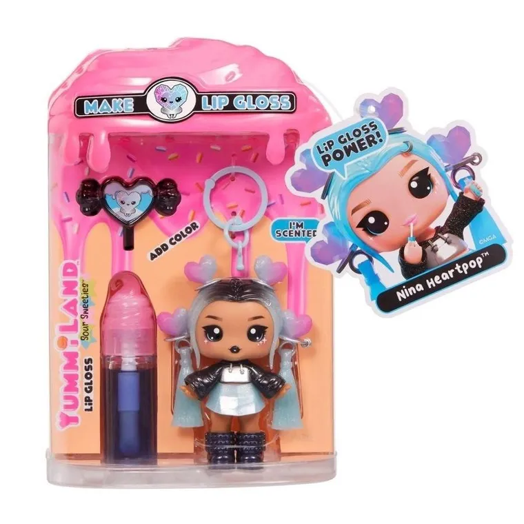 Yummilang, Lip Glos Sour Sweeties, laleczka + pachnący błyszczyk DIY do ust