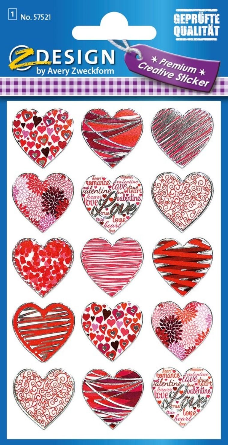 Z-Design, naklejki foliowe, czerwono/różowe serca