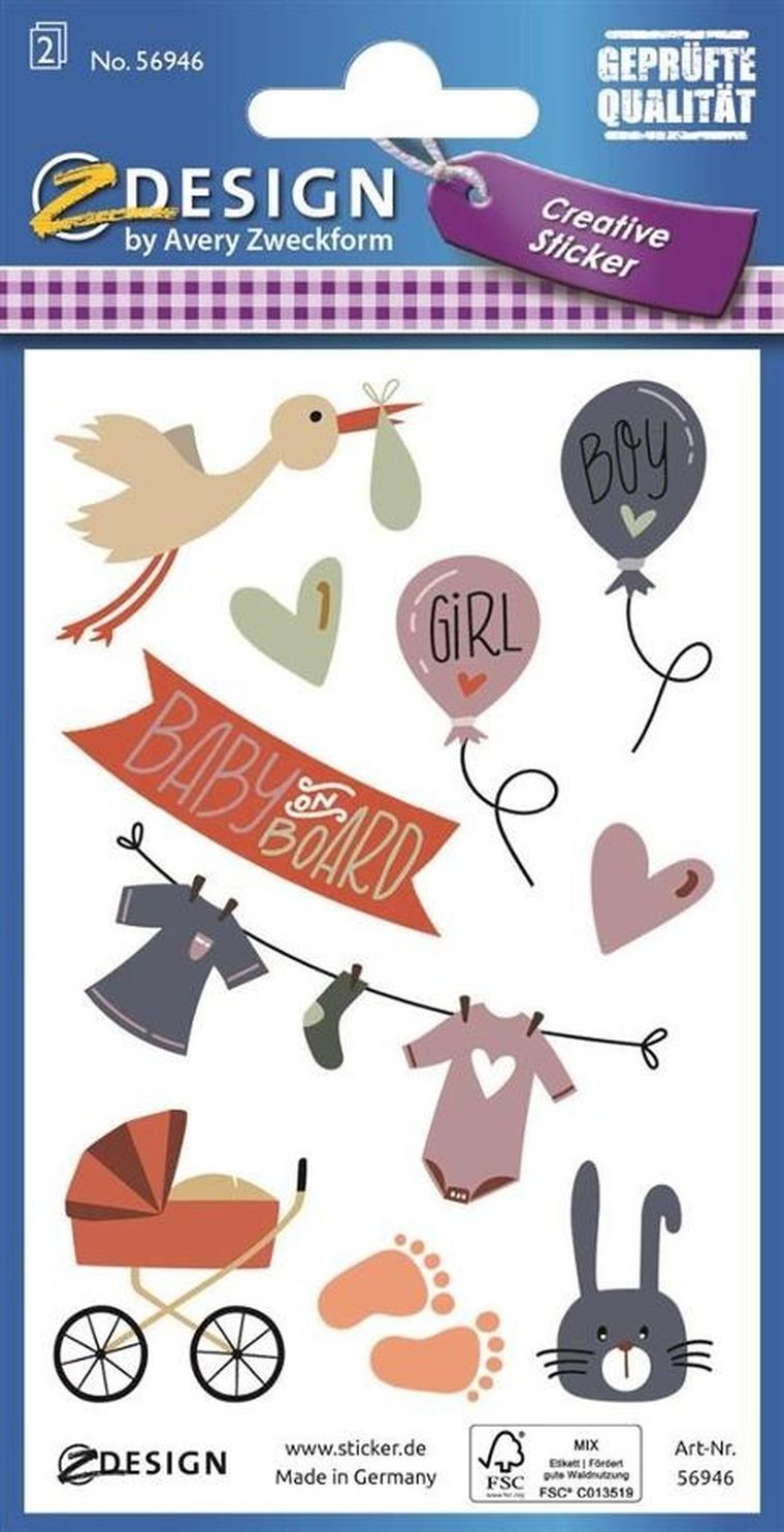 Z-Design, naklejki papierowe, baby shower