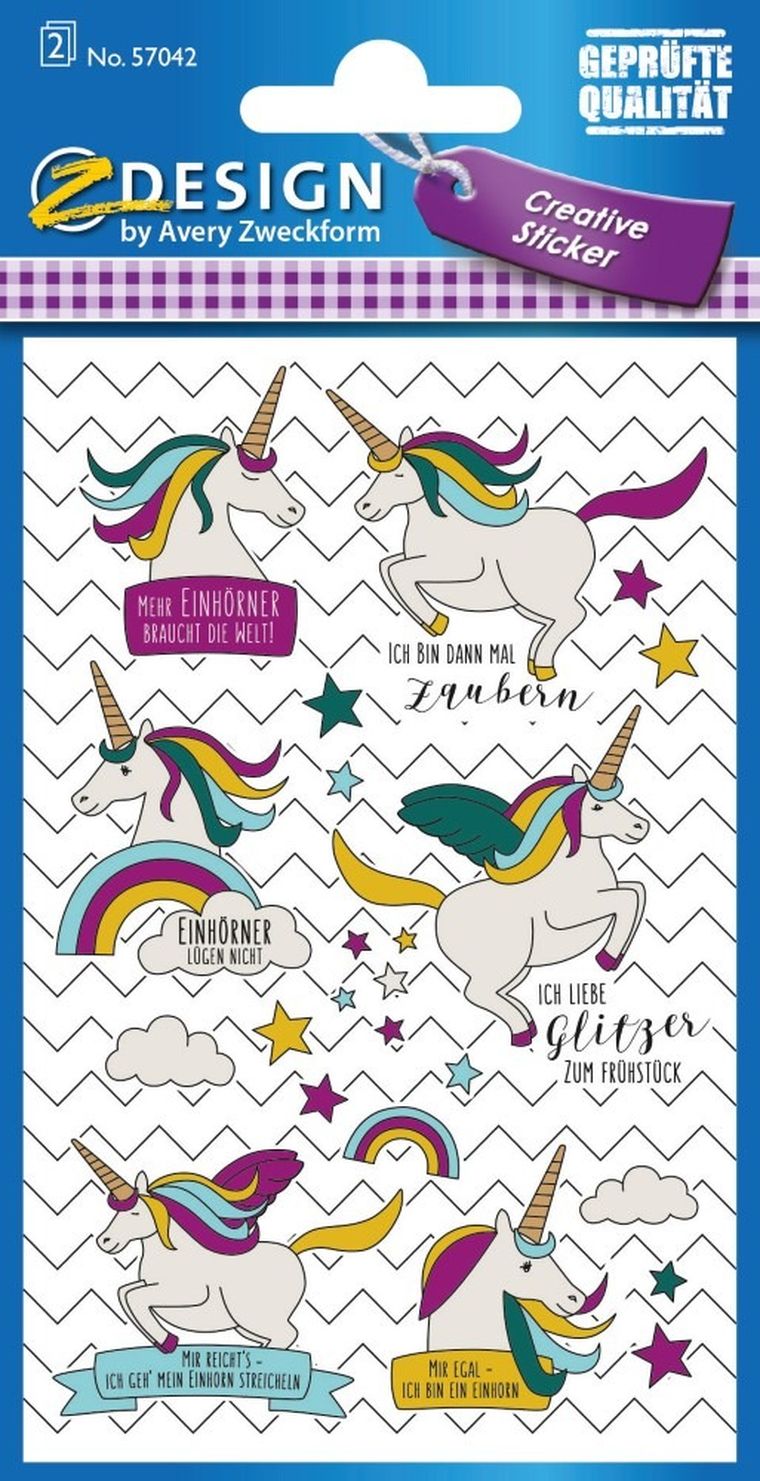 Z-Design, naklejki papierowe, jednorożce popart