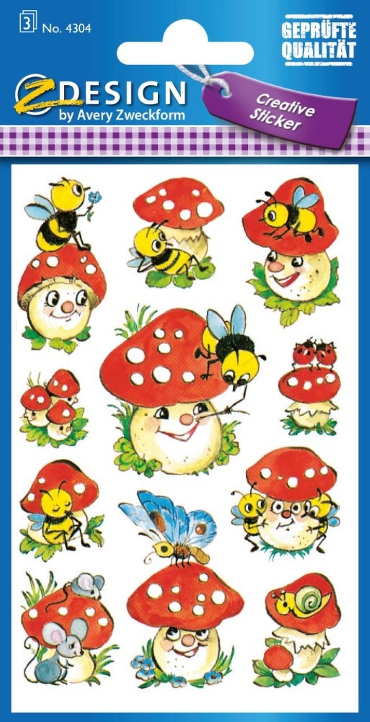 Z-Design, naklejki papierowe, muchomorki