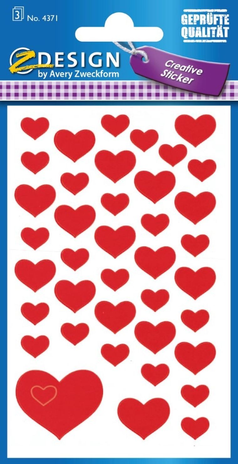 Z-Design, naklejki papierowe, serca