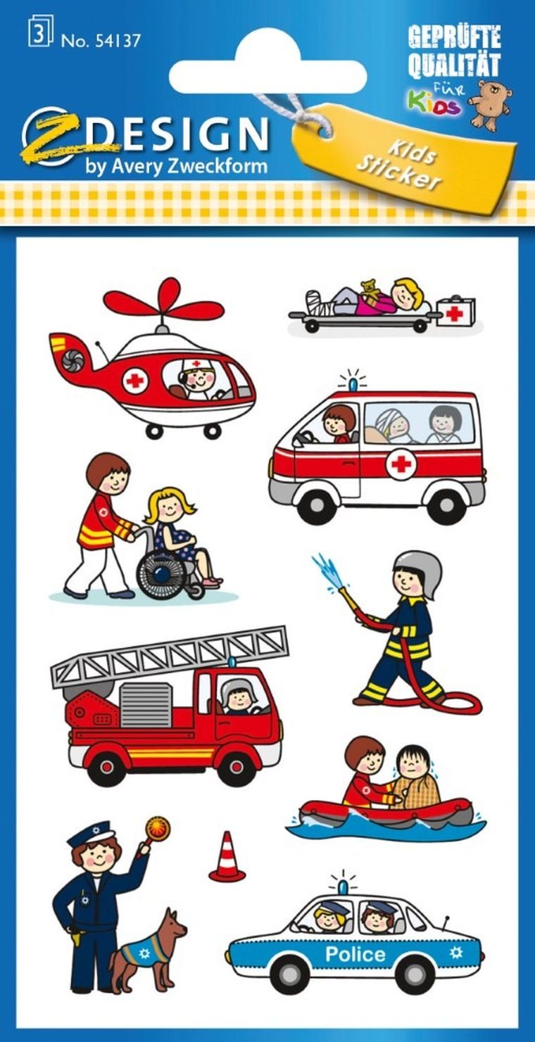Z-Design, naklejki papierowe, strażak, policjant