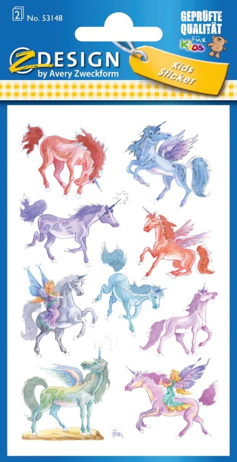 Z-Design, naklejki papierowe, tłoczone, jednorożce