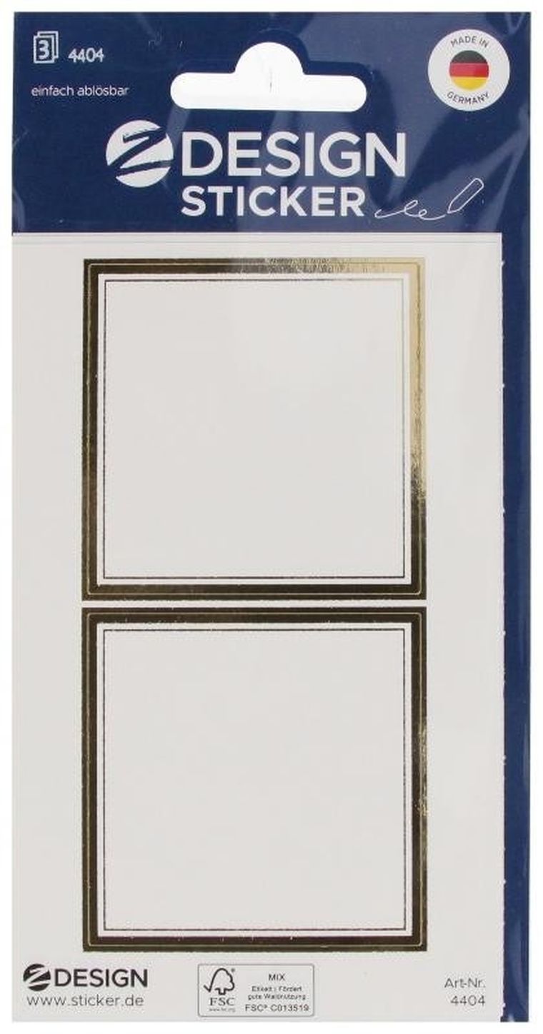 Z-Design, naklejki, ramka kwadratowa, złota