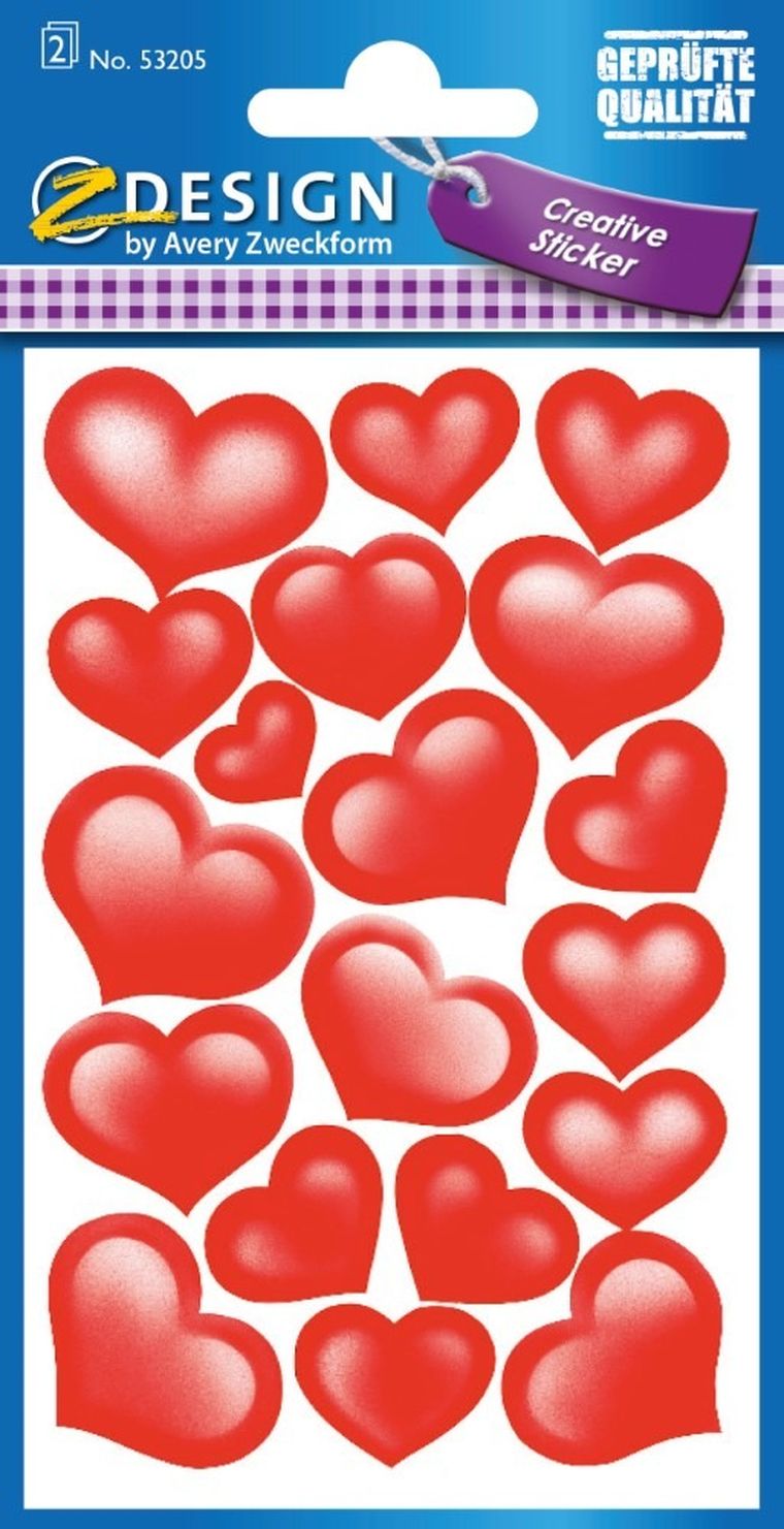 Z-Design, naklejki, serca, błyszczący papier