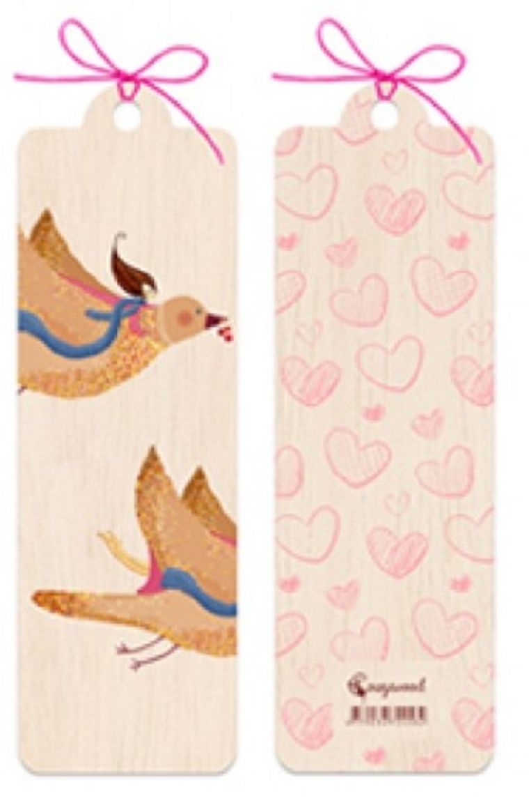 Zakładka drewniana, żółty ptaszek