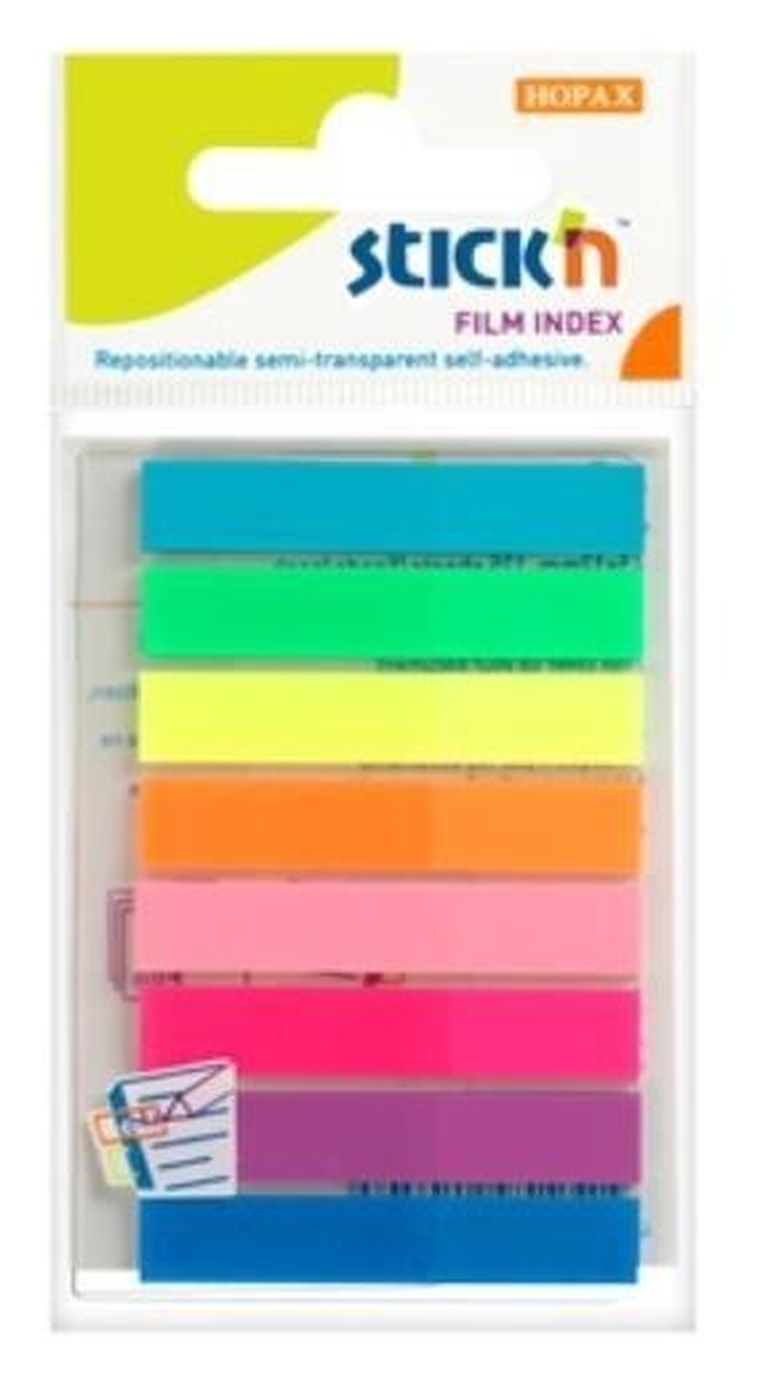 Zakładki indeksujące, samoprzylepne, klasyczne, neon, 8 kolorów