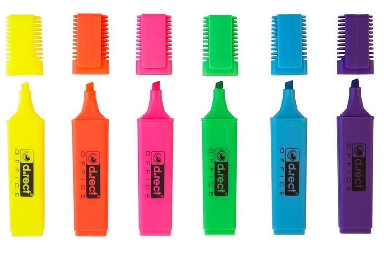 Zakreślacz, 6 kolorów
