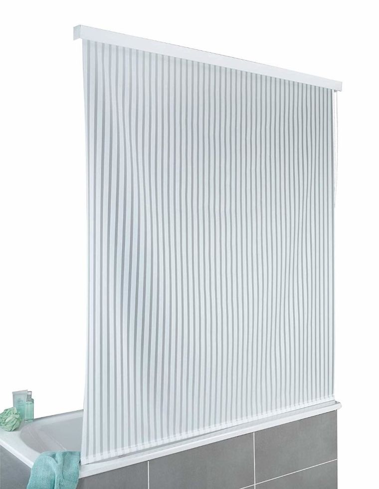 Zasłona prysznicowa, Blind, biała z paskami, 132-240 cm