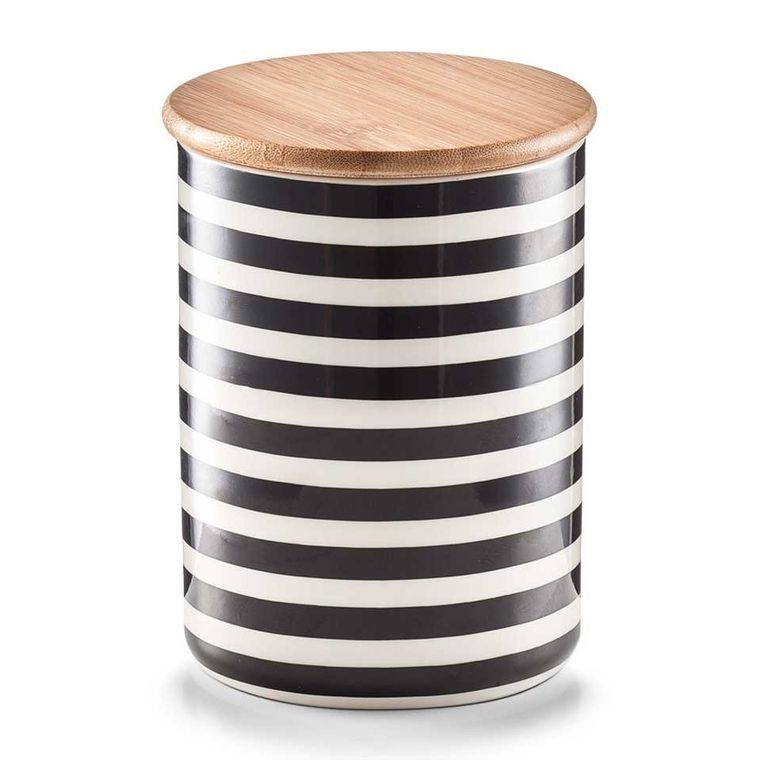 Zeller, ceramiczny pojemnik, Stripes, z bambusową pokrywką, 580 ml