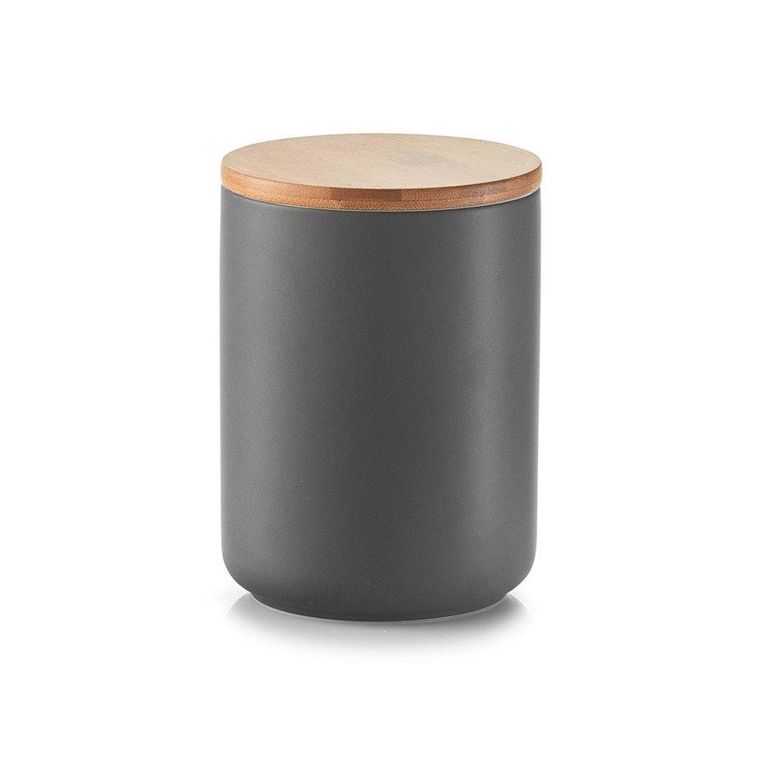 Zeller, ceramiczny pojemnik z bambusową pokrywką, Antharcite, 650 ml