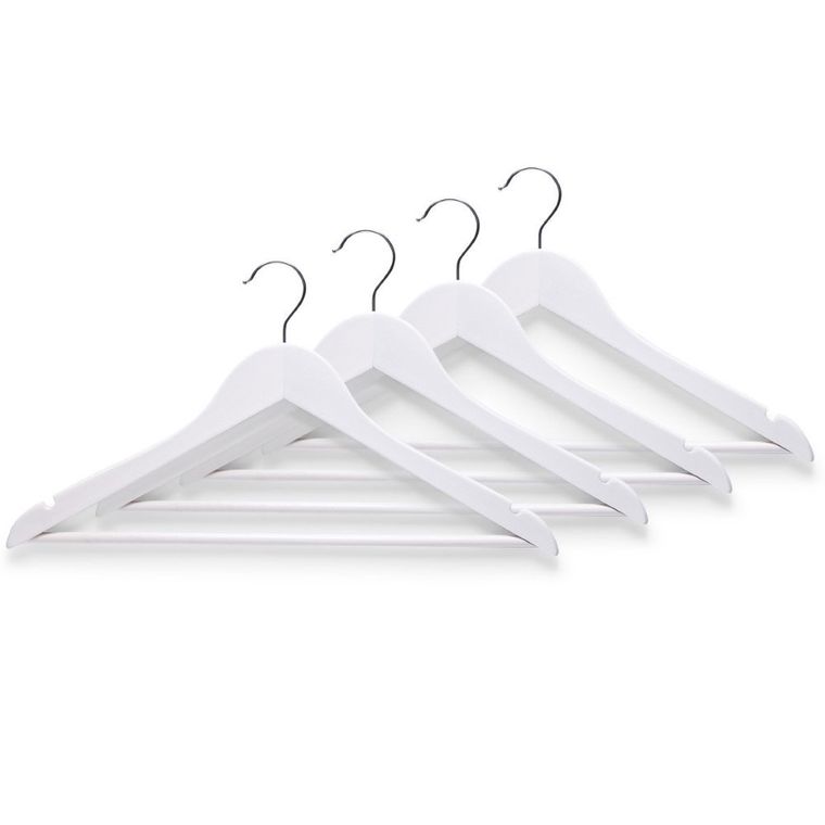 Zeller, Komplet wieszaków drewnianych na ubrania, 4 szt., biały