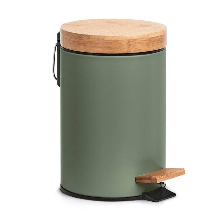 Zeller, kosz łazienkowy z metalu i bambusa, średnica 16,8 cm