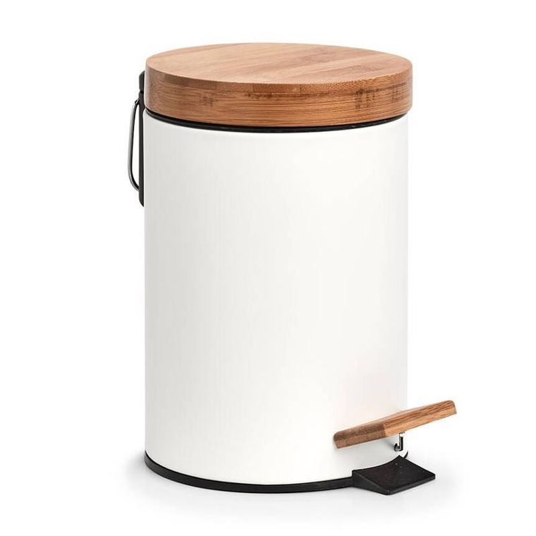 Zeller, kosz łazienkowy z metalu i bambusa, średnica 16,8 cm