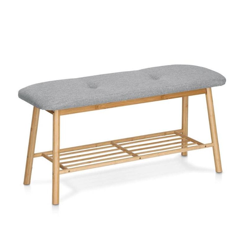 Zeller, ławka z półką na buty, bambus + len