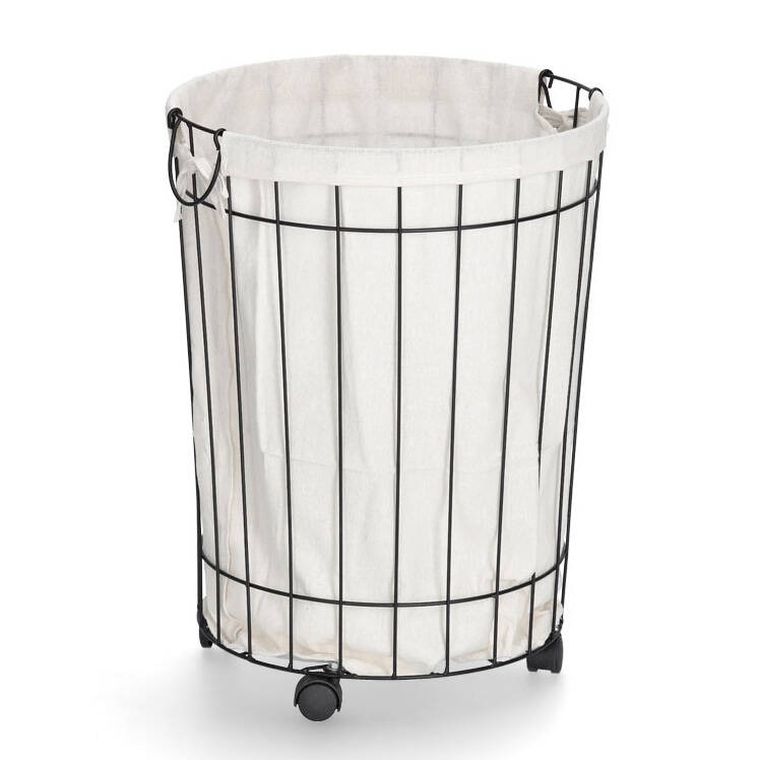 Zeller, metalowy kosz na pranie na kółkach, średnica 44-55 cm