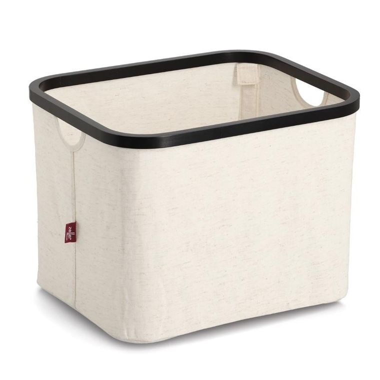 Zeller, organizer tekstylny kremowy, bambus, 40-33-30 cm