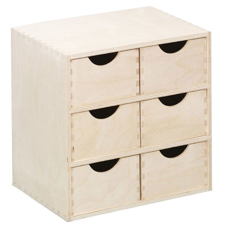 Zeller, pojemnik na drobiazgi, 6 szuflad, drewniany