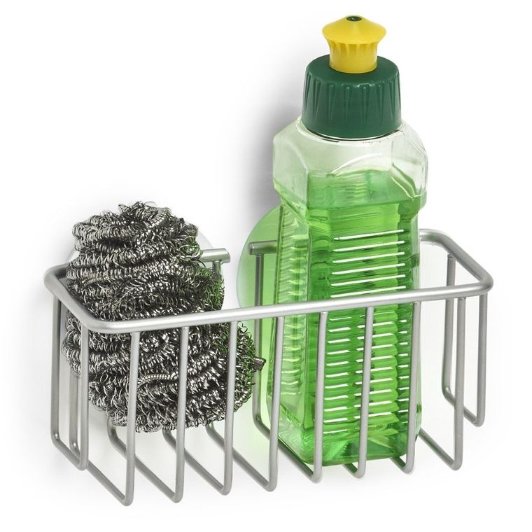 Zeller, półka kuchenna na akcesoria do zmywania, z przyssawkami, metalowa