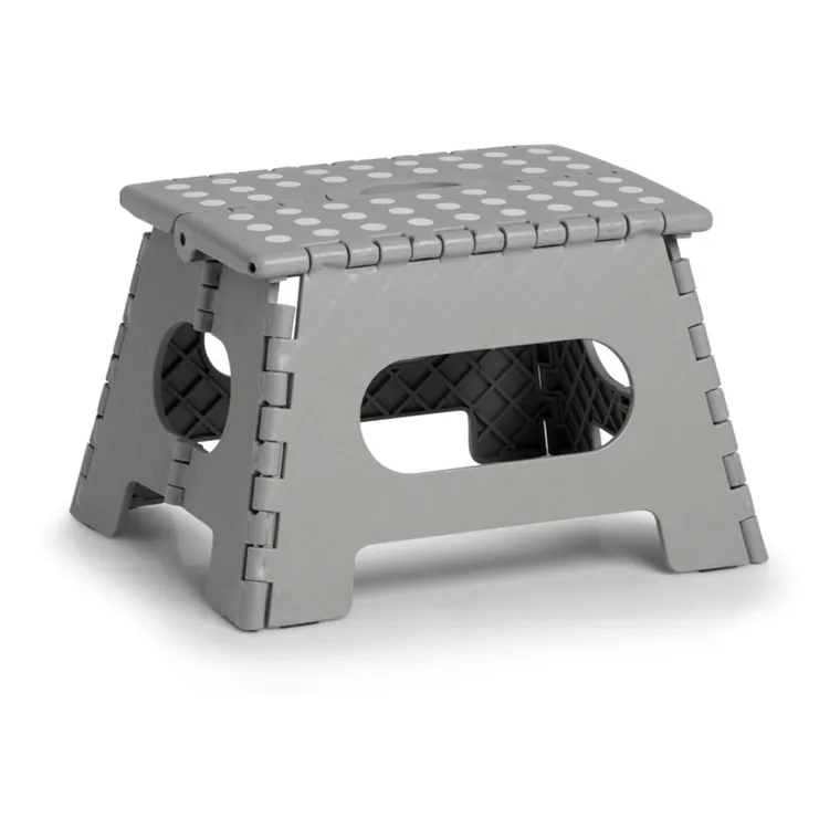 Zeller, składany stołek antypoślizgowy, 35-28-22 cm, jasno-szary