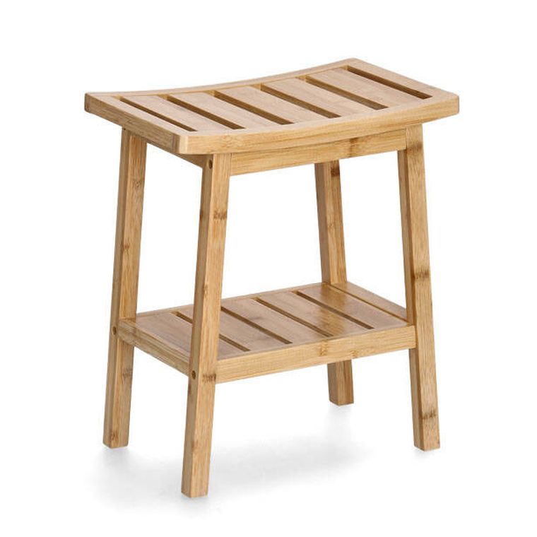 Zeller, stołek łazienkowy z półeczką, 40-25-46 cm