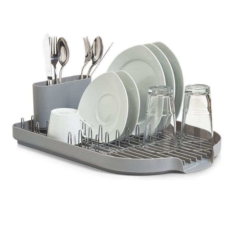 Zeller, suszarka do naczyń z pojemnikiem na sztućce, 2w1, szary
