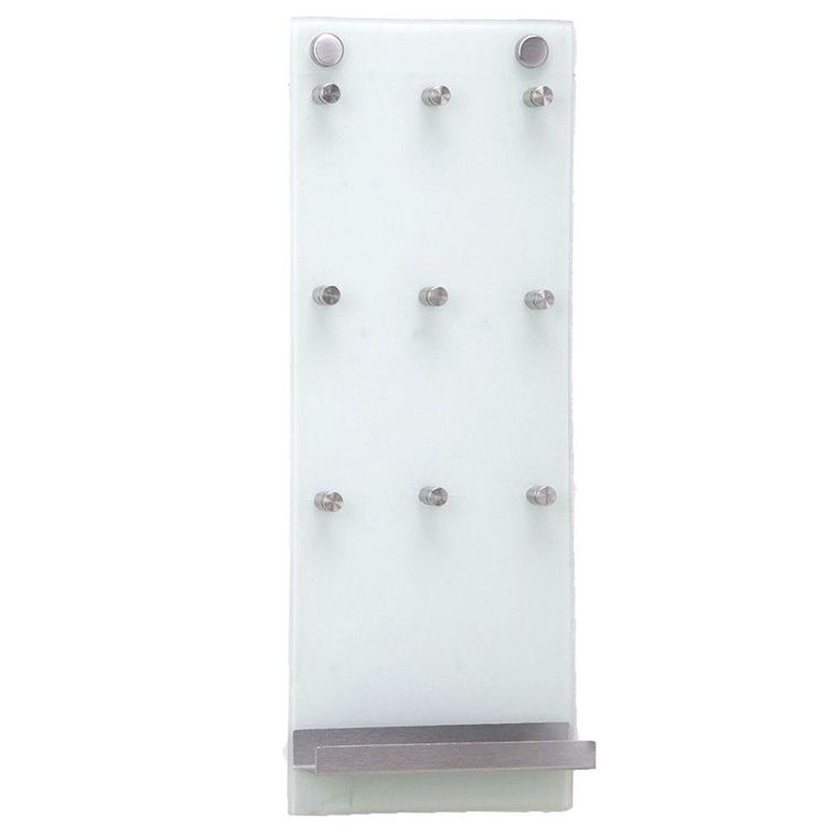 Zeller, szklana tablica na klucze, 9 haczyków + półka