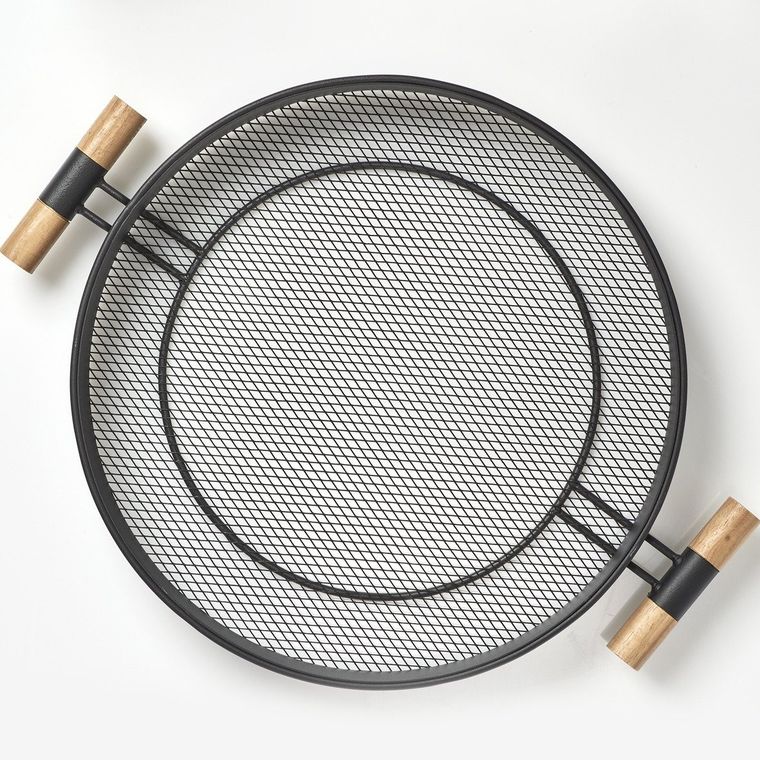 Zeller, taca metalowa z uchwytami, struktura siatki, Ø 48 cm, czarna