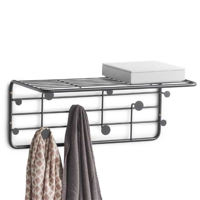 Zeller, wieszak na ubrania z półką, 10 haczyków, metalowy