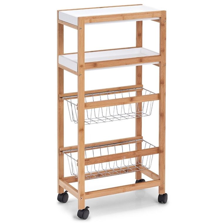 Zeller, wózek do kuchni, stolik z bambusa do serwowania dań, na kółkach