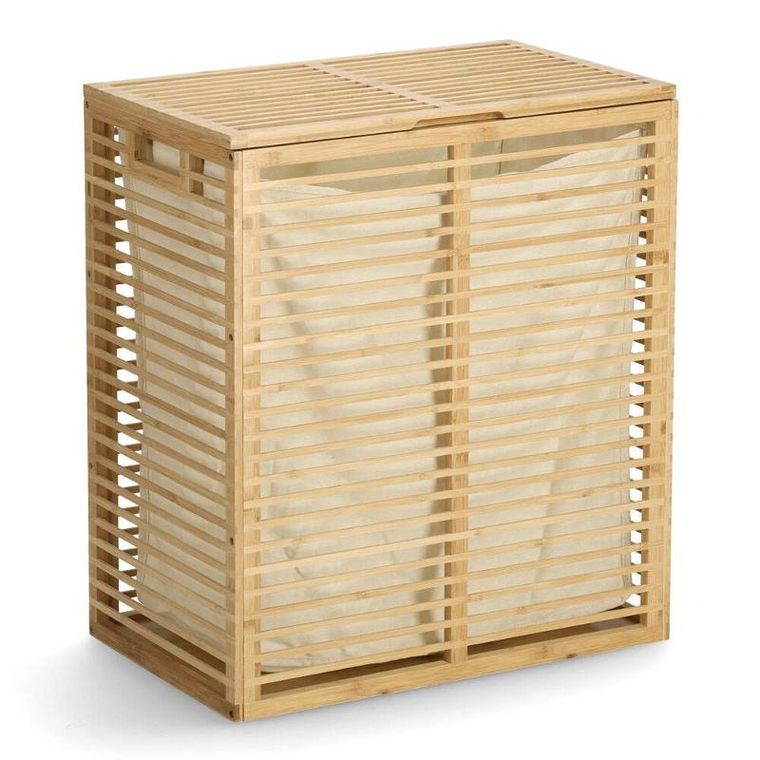 Zeller, zamykany kosz na pranie, bambusowy, 53,5-33-61 cm