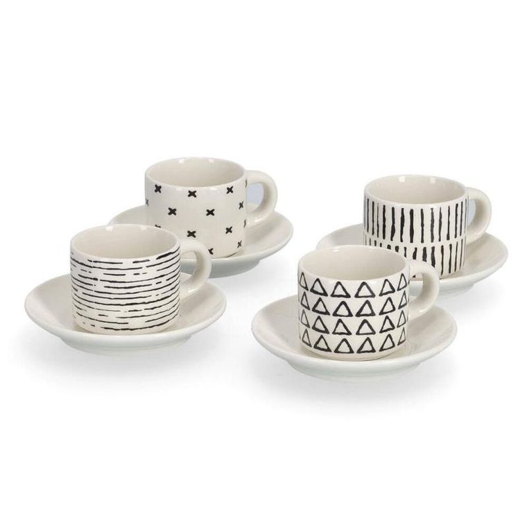 Zeller, zestaw filiżanek do espresso w geometryczne wzory, 70 ml