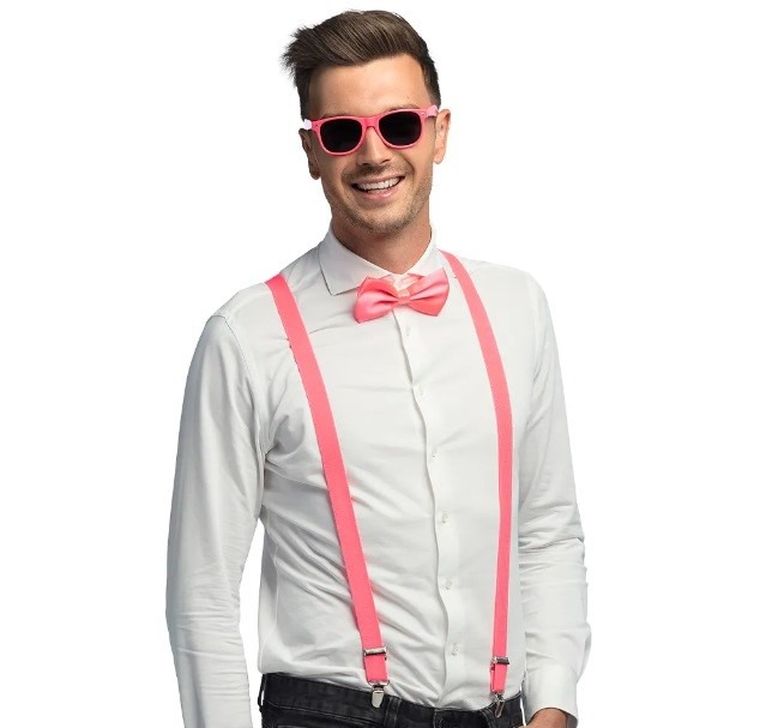 Zestaw imprezowy, neonowy różowy, lata 80-te, 3 elementy