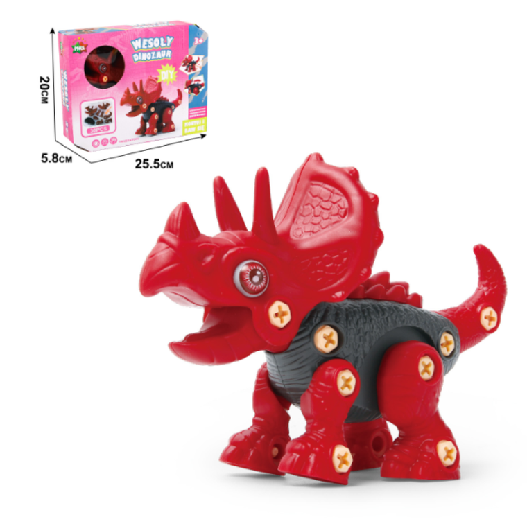 Zestaw konstrukcyjny DIY do montażu, wesoły Triceratops