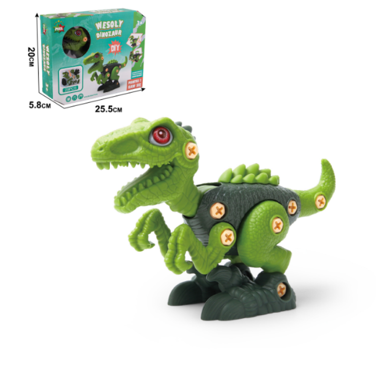 Zestaw konstrukcyjny DIY do montażu, wesoły Velociraptor